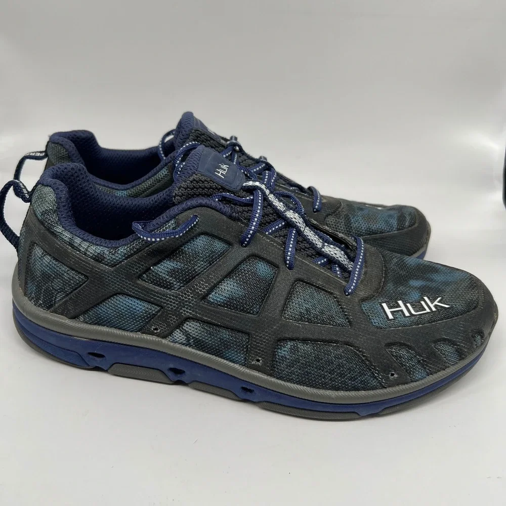 Huk Attack Performance Fishing Shoes Mens 10 Blue Camo Deck Shoes H8011000470